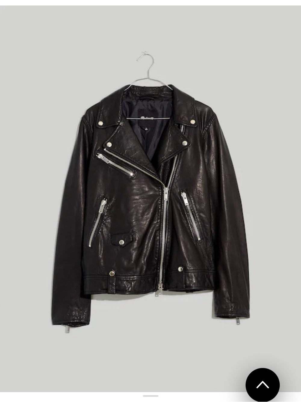 Madewell The Oversized Washed Leather Motorcycle Jacket - Black (Medium)